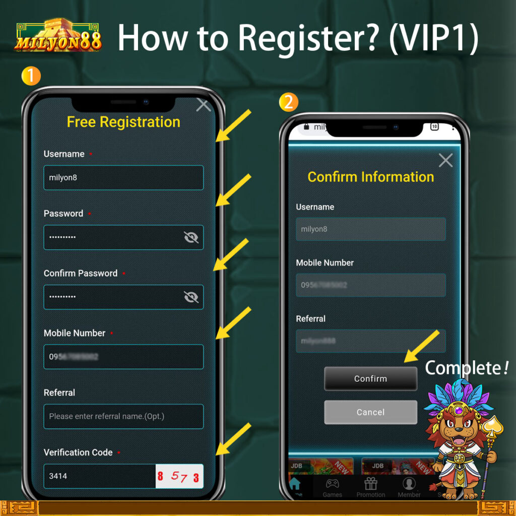 register an account at Milyon88